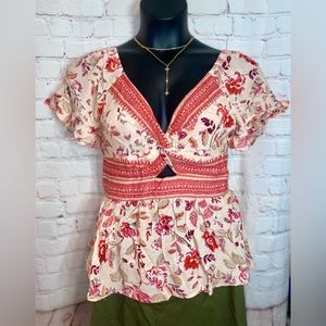 Pink Keyhole Blouse